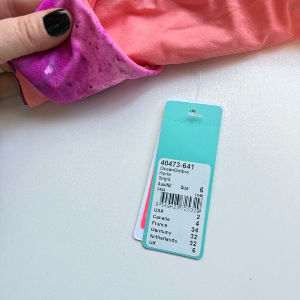 Seafolly Austrailia Anthropologie Swimsuit Bikini Bottom Ombré Fuchsia Pink Sz 2 - Picture 3 of 6